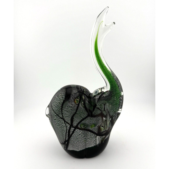 Millefiori Elephant Blown Glass Millefiori Trunk Up Paperweight 8" CHIPPED EAR - Picture 1 of 15